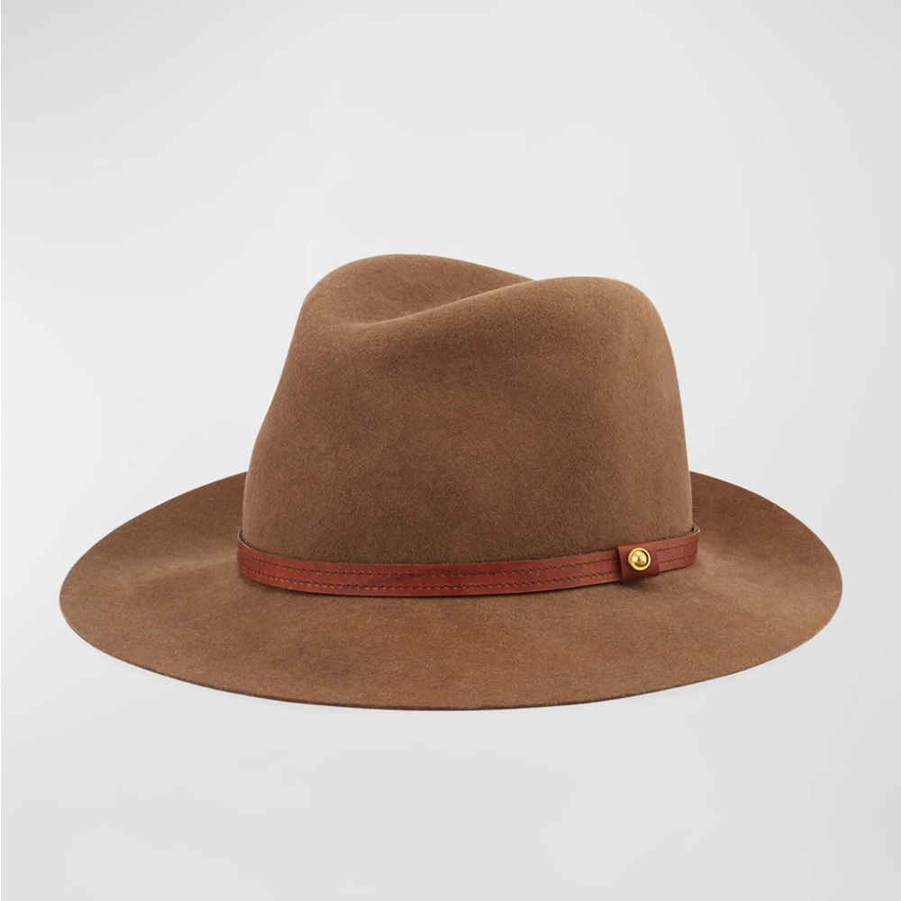 Rag & Bone Floppy Brim Wool Fedora Hat in Pecan Size L